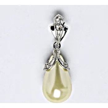 Přívěsek Stříbrný přívěšek s umělou krémovou perlou, šperk P 1217/1