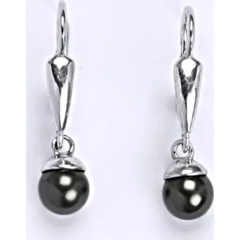 Náušnice Stříbrné náušnice se Swarovski perlou black 6 mm, NK 1397/20