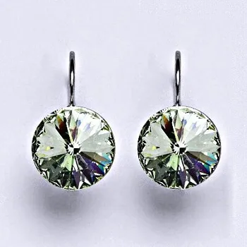 Náušnice Stříbrné náušnice se Swarovski krystaly Rivoli chrysolite 12 mm, NK 1468