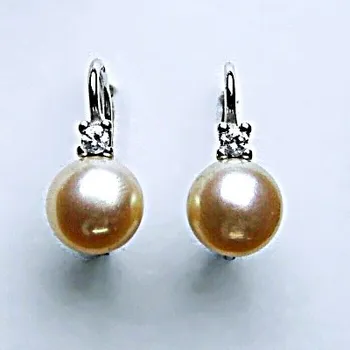 Náušnice Stříbrné náušnice, přírodní říční perla, lososová, NK 1207