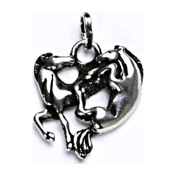 Přívěsek Stříbrný přívěsek, dva koně, přívěšek ze stříbra s patinou, P 56