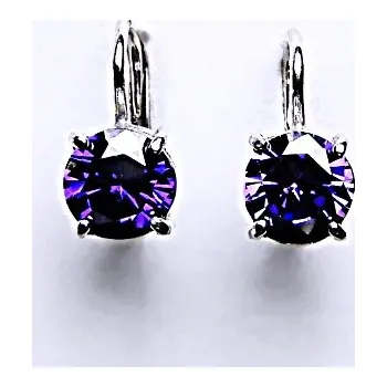 Náušnice Stříbrné náušnice, zirkon Ametyst, šperky se zirkony, náušnice ze stříbra, NK 1250