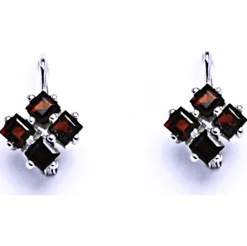 Náušnice Stříbrné naušnice přírodní granáty - VE 2