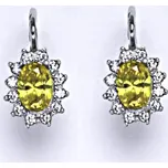 Stříbrné náušnice Kate, žlutý zirkon, čiré zirkony, náušnice ze stříbra, NK 1480