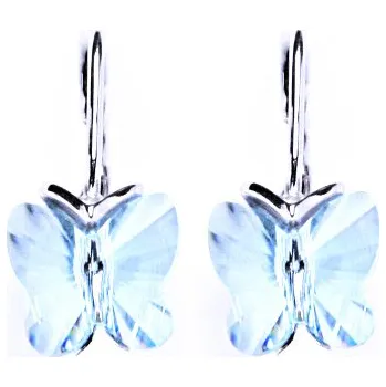 Náušnice Náušnice stříbrné, krystal Swarovski akvamarín-motýlek 10mm, NK 1307