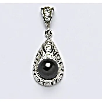 Přívěsek Stříbrný přívěšek s umělou černou perlou 6 mm, šperk P 1218/1