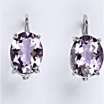 Náušnice Stříbrné náušnice se světlým přírodním ametystem,10 x 8 mm, NK 1242