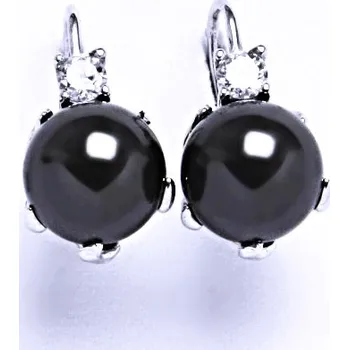 Náušnice Swarovski perly 10 mm black naušnice patent stříbro, NK 1190