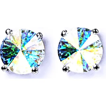 Náušnice Stříbrné náušnice na šroubek s krystaly Swarovski Rivoli ( barva AB Crystal)NŠ 1188