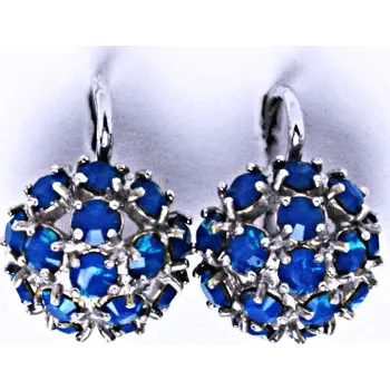 Náušnice Náušnice stříbrné půlkoule s krystalem Swarovski Carribean Blue Opal,NK 1337