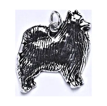 Přívěsek Stříbrný přívěšek pes-špic s patinou,stříbrný přívěšek ve tvaru špice P 148