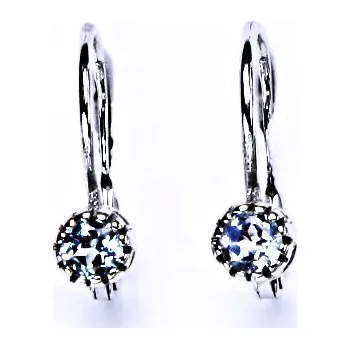 Náušnice Stříbrné náušnice , zirkon akvamarin - VE 141 (zirkon 3,5 mm)