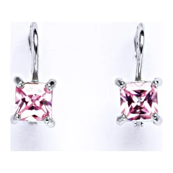Náušnice Náušnice ze stříbra s růžovým syntetickým zirkonem NK 1370 5x5 mm