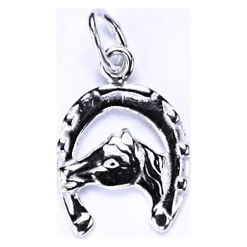 Přívěsek Stříbrný přívěšek, kůň, podkova, stříbro, hlava koně, P 9