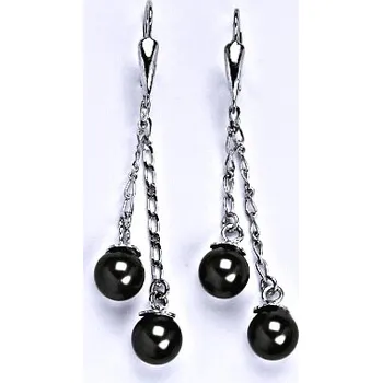 Náušnice Náušnice stříbrné se Swarovski light black perlou 8 mm, perly na řetízku, NK 1451/27