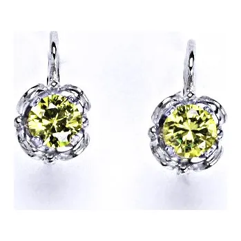 Náušnice Stříbrné náušnice se syntetickým yellow zirkonem, NK 1448