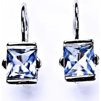 Náušnice Stříbrné náušnice na patent, syntetický akvamarin VE 182