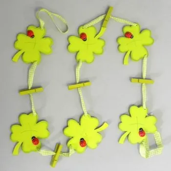 Zahradní dekorace Čtyřlístek girlanda dřevo 9,5x120cm zelená (H43-9317)