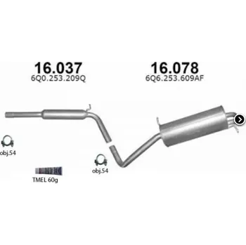 Výfuková trubka Výfuk ŠKODA FABIA 1.9TDi, Hatchback, montážní sada/kompletní IZAWIT 16037 16078