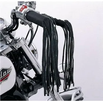 Kožené třásně na rukojeti na moto chopper - 2 set