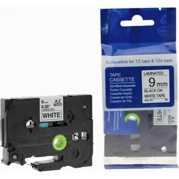 Pásek do tiskárny Brother TZ-221 / TZe-221, 9mm x 8m, kompatibilní (černý tisk / bílý podklad)