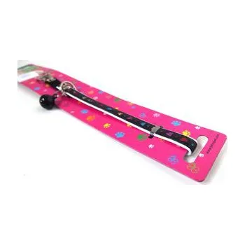 obojek pro kočku Tatrapet obojek pro kočky Basic 10 mm x 30 cm koženkový zdobený s gumičkou rolničkou černý