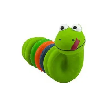 Hračka pro psa Nayeco hračka pro psa had 13 cm latexový s gumovými kroužky zelená