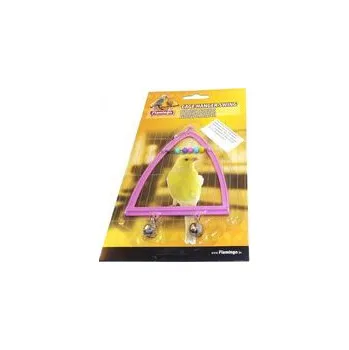 Hračka pro ptáka Flamingo hračka houpačka+2rolničky+počítadlo 10x13cm růžová pro malé papoušky