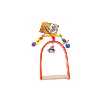 Hračka pro ptáka Flamingo hračka houpačka akrylová s hračkou a zvonkem XS 9.5x1x15cm červená pro malé papou