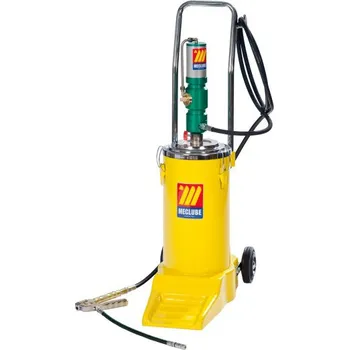 Čerpadlo Sestava pneumatického čerpadla na tuk MECLUBE 1096 (Pneumatické tukové čerpadlo (60:1, 1600 g/min., sací trubka délky 410 mm) v nádobě na 16 kg tuku (Ø 220 mm), víko, membrána, tlaková tuková hadice 3 m, madlo, výdejní pistole s ohebnou koncovkou...)