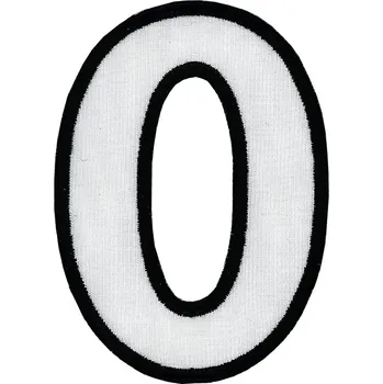 Nažehlovací vyšívaná čísla - nula bílá, výška 8 cm