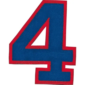 Nažehlovací vyšívaná čísla - čtyřka modrá, výška 8 cm