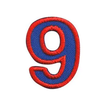 Nažehlovací vyšívaná čísla - devítka modrá, výška 3cm