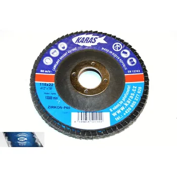 Brusný kotouč Lamelový brusný kotouč KARAS zirkon 115 x 22,2 mm zrno 60 MG ST