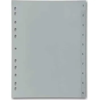 Kancelářské potřeby rozlišovač plast A4 1-10 šedé
