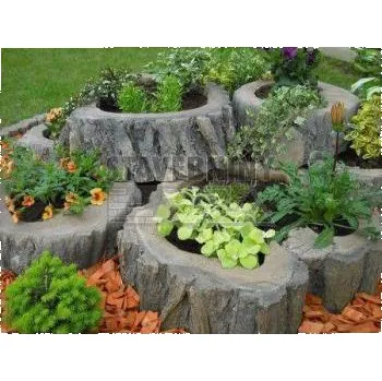 Betonový květináč střední 30 cm ( imitace dřeva)