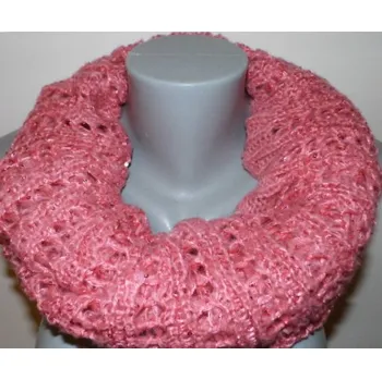 Šála Kruhová dutá šála se vzorem a flitry 674 - růžová VÝPRODEJ