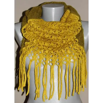 Šála Kruhová dutá šála s třásněmi 377 - zelená VÝPRODEJ