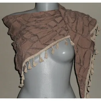 Šátek Šátek trojcípý 140 - hnědý se vzory VÝPRODEJ