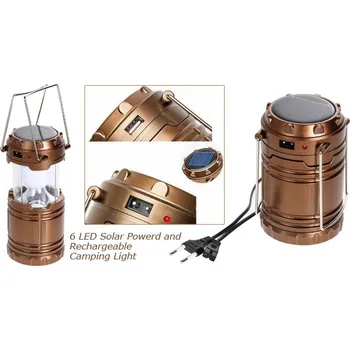 kempingová lampa Kempingová solární svítilna s nabíječkou G-85 - zlatá