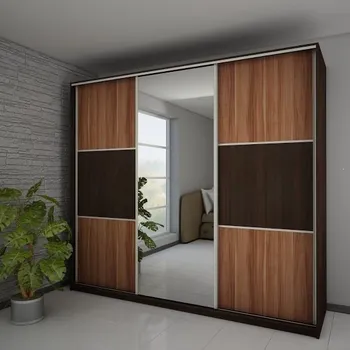 Šatní skříň Skříň Rico 220cm se zrcadlem - Skříň třídvéřová s posuvnými dveřmi se zrcadlem