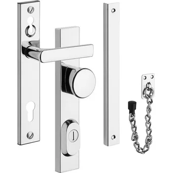 Dveřní kování ROSTEX Bezpečnostní kování BK R1 s řetízkem Provedení: Knoflík PZ (klika/knoflík pro FAB), Rozteč: 92 mm, Povrch: Nerez chrom (0100)