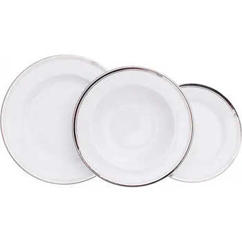 Talíř Talířová souprava, karlovarský porcelán, Leander Loučky, platinový proužek, 18 dílná