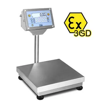 Průmyslová váha váha EPQI3GD150B, 150kg/10g, 400x400mm, ATEX3GD (můstková nerezová váha DINI ARGEO do prostředí Ex napájená z akumulátoru)
