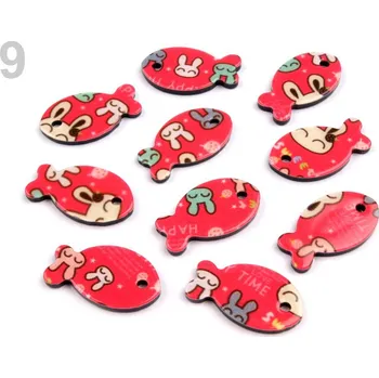 Knoflík Knoflík plastový 14x25 mm s potiskem 120233 - 9 růžová rybička