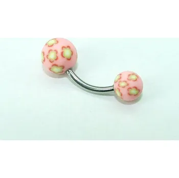 Piercing OPNG077 piercing pupík růžová květy