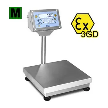 Průmyslová váha váha EPQI3GD30B, 30kg/10g, 400x400mm, ATEX3GD, EU ověření (můstková nerezová váha DINI ARGEO do prostředí Ex napájená z akumulátoru)