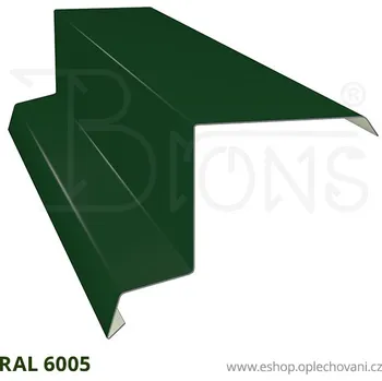 Střešní lemovaní Závětrná lišta horní rš 200 tmavě zelená