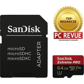 Paměťová karta SanDisk microSDXC Extreme Pro 64GB (173388) 95 MB/s Class 10 UHS-I V30 + Adaptér