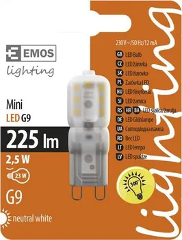 Žárovka Emos LED Classic JC A++ 2,5W G9 neutrální bílá